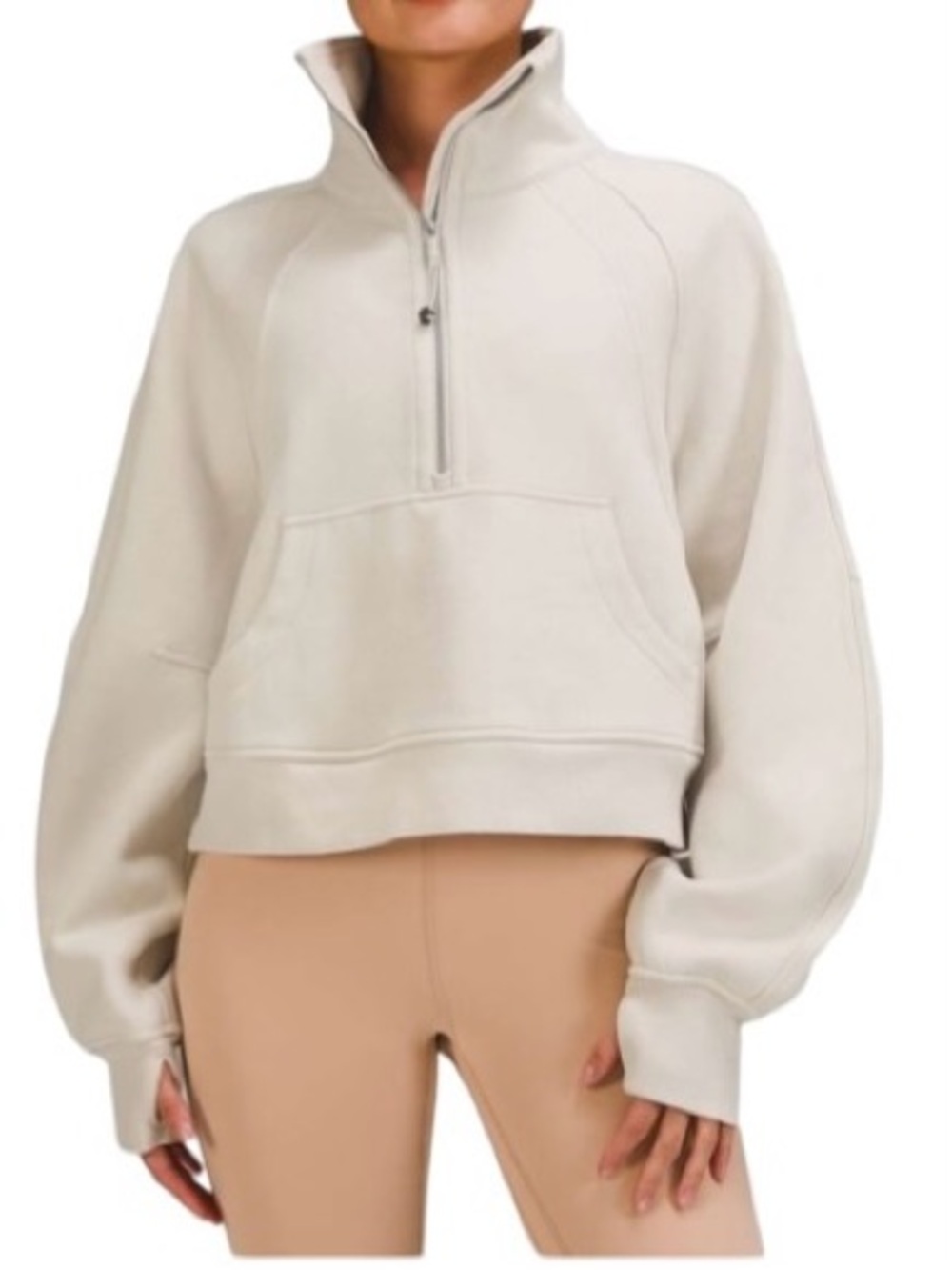 XS/S Lululemon Scuba Oversized Funnel Neck 1/2 Zip Natural Ivory Sweatshirt Top